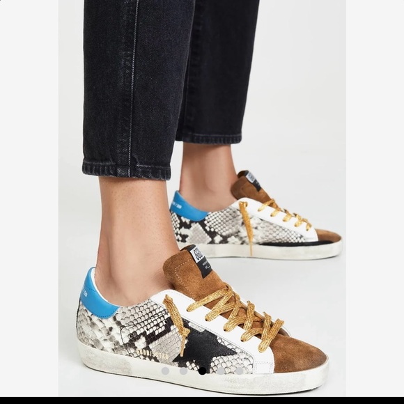Golden Goose Snakeskin Star Sneakers with Gold Laces - Picture 2 of 8